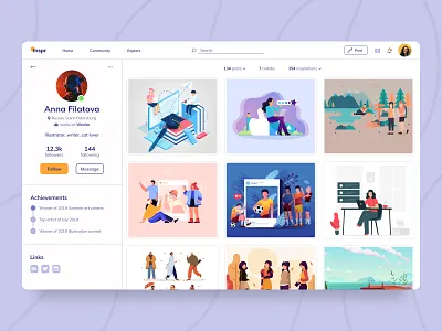 Daily UI Challenge - Day 6: User Profile daily ui desktop minimalistic monochromatic platform social network user profile whitespace