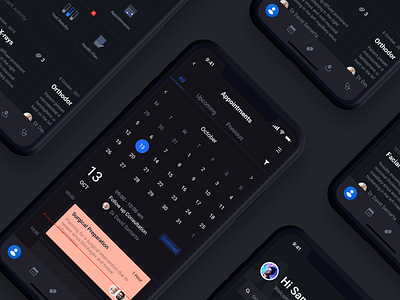 Health Service App Dark UI app clean design doctor health healthcare healthcare app interface ios iphone medical medical app medicine minimal mobile search sick ui ux web