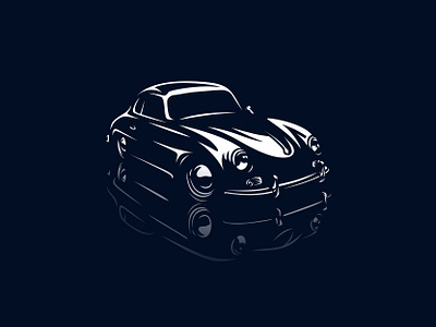 Classic Porche 356 Coupe illustration 356 car classic illustration porsche reflection retro simple sports car vector