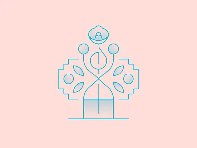 🌸 dots flower geometry illustration vase vector