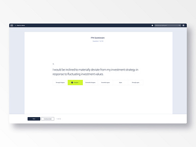 Wealth Questionnaire desktop finance fintech investments questionnaire stepper survey ui user interface ux wealth