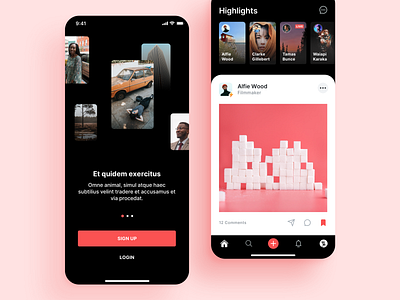Social Network android app design ios mobile onboarding photo social network stories ui ux