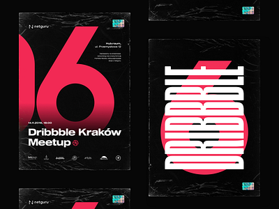 06 Dribbble Kraków Meetup branding condensed cracow digit event foil font holo kraków letter meetup pink poster promo six sticker typography wrap