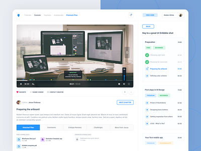Online learning platform - video courses app course design online learning timeline tutorial ui user experience user interface ux video video player video tutorial web website