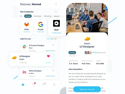Nomad Exploration digital nomad freelance freelancer indonesia jobs mobile app mobile app design simple ui ux