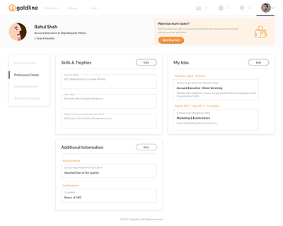 Profile_Professional Details UI illustraion kreativeartdesign sketch ui design web design