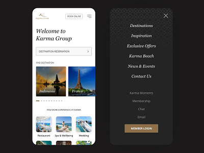 Karma Group: Progressive Web App Concept app app design app ui bali design holiday hospitality hotel karma karmagroup mobile mobile ui pwa travel ui ui design ux ux design vacation villa