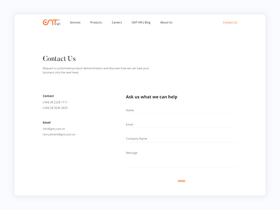 GNTvn - Contact Us clean company contact form minimal simple ui website