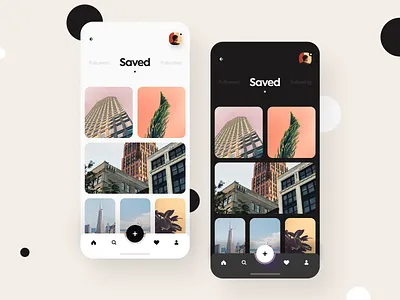 Saved app feed app home dark mode design feed images instagram interface mobile app photos saved social social media ui ui design ux web