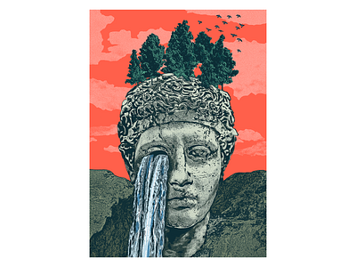 poster cry dotwork face gigposter illustration poster sculpture waterfall wild