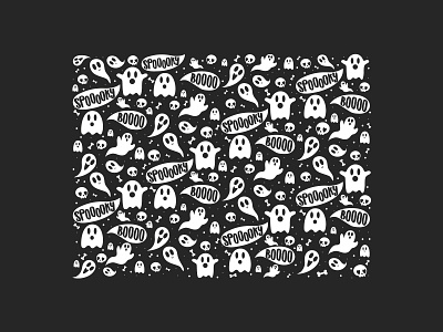 Pattern | Inktober 10/31 bones boo caseyillustrates ghost ghosts illustration inktober pattern print skull spooky vectober vector