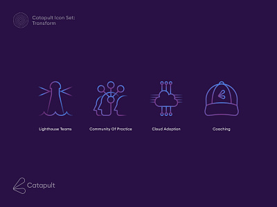 Catapult Icons Transform blue branding design gradient gradient color graphic design icon icon design icons iconset identity illustration logo logo design purple symbol tech logo technology vector