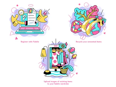 "Fabble" The Icon Illustration Project cartoonish character colorful fashion icon icon design icon set illustration miami modern stylish vector