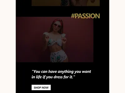 Fashionable landing page black button clothes design hashtag inspiration landingpage model passion shopnow trend ui uidesign uxdesign uxui web website