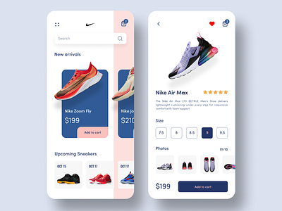 Nike Shoe App app design ecommerce ecommerce app ios nike nike air nike air max nike running nike shoes running shoes shoe app shoe purchase shoe store sneakers ui ui design