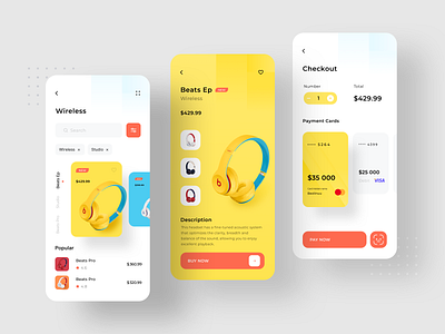 Beats Headphones App app blue card design icon logo orange pay pro red shopping studio ui ux while yellow