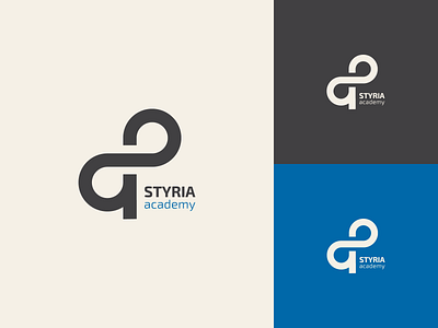 Styria Academy logo branding and identity competition design infinity logo logotype minimalism path school logo ui