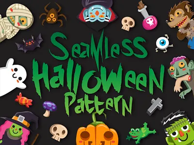 Seamless Halloween Pattern background black cute decoration design fabric graphic halloween holiday horror illustration october pattern print scary seamless textile texture vector wallpaper