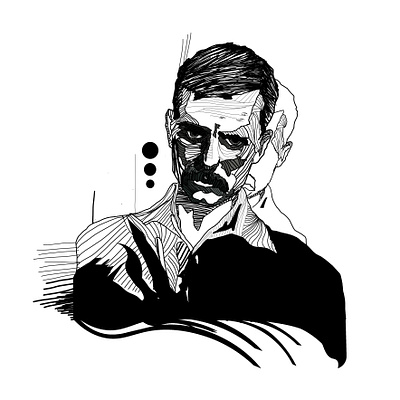 Attila József adobephotoshop black illustration lineart poetry portrait wacom