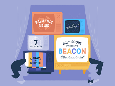 (Re)Introducing Beacon! character chat help scout illustration mid century retro television tv typography vintage