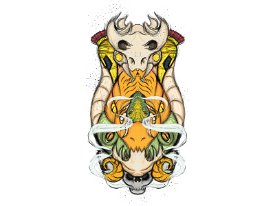 Multihead design dragon frog goat helmet horn illustration multihead sketch skull snake wacom warrior