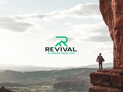 Revival Climbing branding climbing design icon logo mountain outdoor peak r rock climbing vector