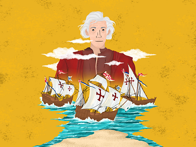 Discovery of America adobe photoshop adventure america boat brush christopher columbus discovery expedition history illustration man méxico ship spain spanish wacom