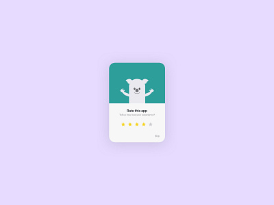 Little koala pop-up design illustration landing popup rate ui