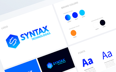 Syntax Technologies Re-branding blue brand colors brand concept brand identity branding fonts logo rebranding redesign typography vector