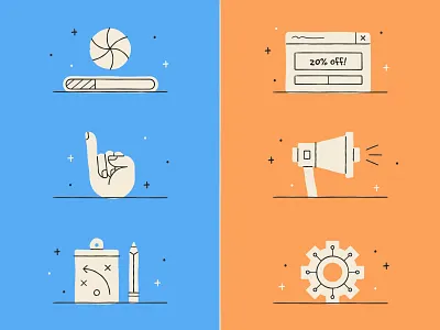 Mobile Optimization Icons design game plan illustration line loading marketing optimization pinky promise pop up ad stylized