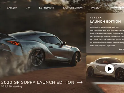 2020 Supra GR Launch Edition branding design minimal typography ui ux web website