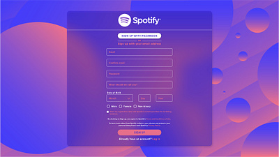 Spotify Sign Up Page Concept branding design minimal typography ui ux web website