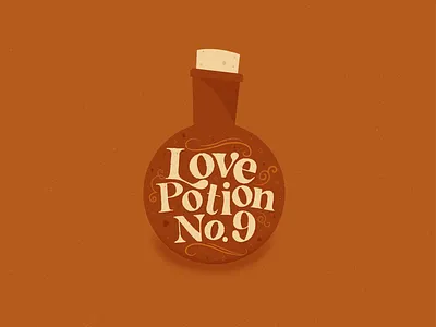 Love Potion No. 9 - The Searchers bottle halloween illustration lettering love potion lyric music potions spooky the searchers typography vector witchy