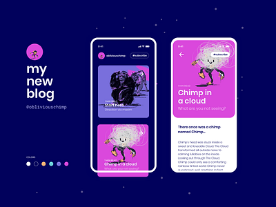 obliviouschimp.com app blog bold card cards chimp clean colors concept design drawing illustration ios monkey new palette procreate sketch ui ux