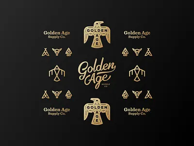Golden Age Co Brand Elements bird brand branding eagle gold icon leather lettering logodesign mark script supply typography