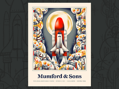 Mumford & Sons 🚀 🌝 gig poster moon rocket space ship space shuttle