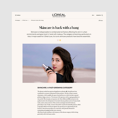 L'oréal Group • UX & Art Direction for the 2018 Annual Report art direction corporate design interface mobile responsive site ui ux web