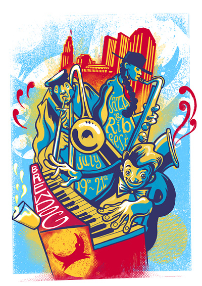 Jazz and Rib Festival brewery brewery branding design festival poster illustraion screen print