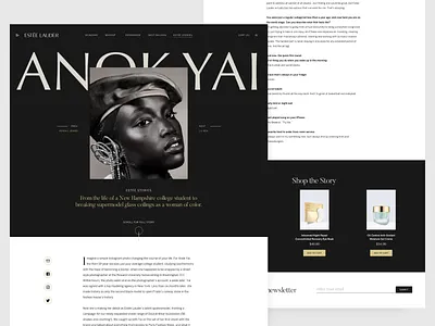 Estée Lauder Stories Blog Page beauty beauty brand black and white blog blog landing classic design fashion fashion blog fashion brand landing model product design style ui