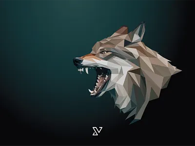 Low poly vector head of a grey wolf in high detail. abstract dangerous detail evil eyes fangs geometry low low poly low poly animals mammal modern poly polygon predator tracing triangle vector vector illustration wolf
