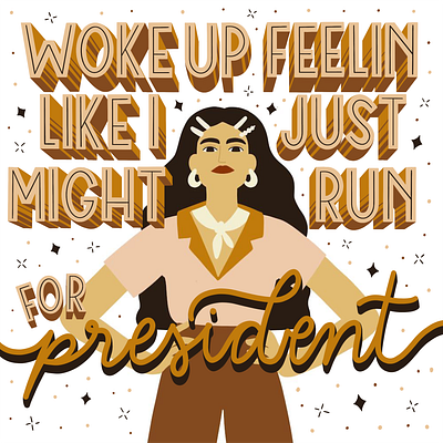 Run for President design drawing hand lettering illustration lettering lizzo president type typography woman