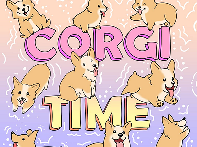 Corgi time cartoon corgi dog