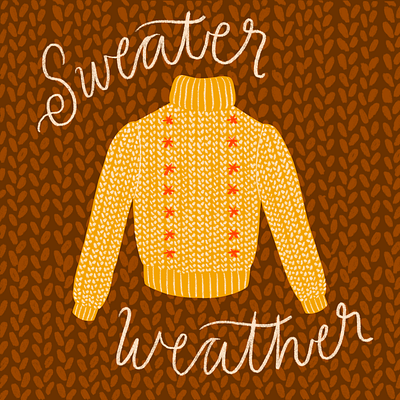 Sweater Weather hand lettering illustration knit knitting lettering sweater sweater weather