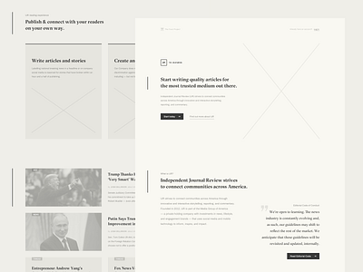 IJR — Landing authors clean experience fake news ijr journalist medium news onboarding politics product product design signup user user experience user flow ux web wireframes writers