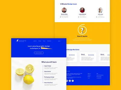 1 Minute Design Landing Page app app design blue brand branding brush clean colors concept flat free freebie illustration landing page design landingpage logo ui ux vector webdesign
