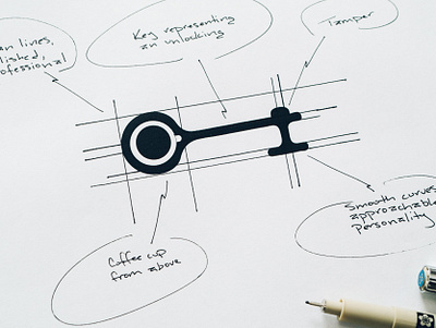 The Key to Coffee brand branding coffee coffee cup illustration key logo mark tamper