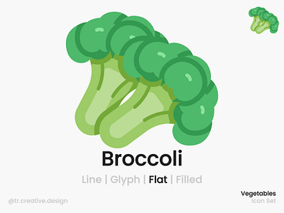 Broccoli Icon Flat Style diet icon icon design icon set illustration raw