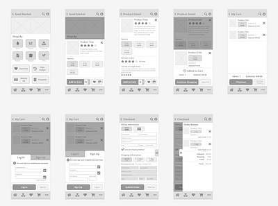 Good Market - All Screens v2 [Mobile] designlab figma grocery app learning wireframe