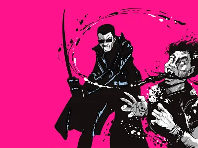 Blade blade comicart fight graphic designer horror art illustration ink and pen lineart superhero vampire