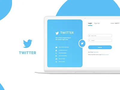 Twitter Simple Login Page concept desing login login page twitter twitter feed ui